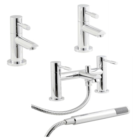Nuie Series 2 Bath Shower Mixer with Shower Kit & Twin Basin Tap Pack