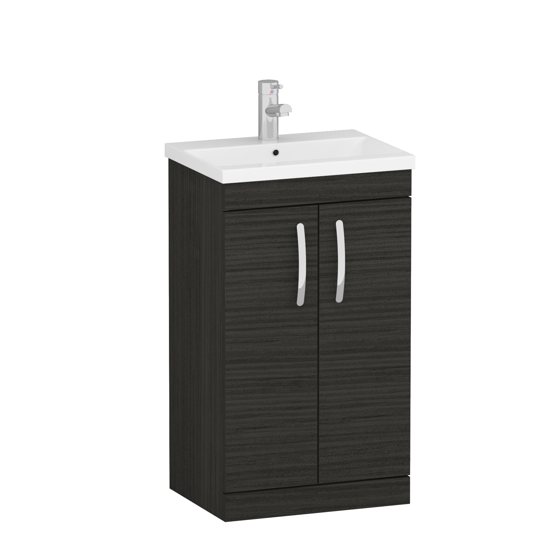 Cloakroom suite 500mm Hale Black 2 Door Floor Standing Vanity Unit With Peak Toilet and Soft Close Seat