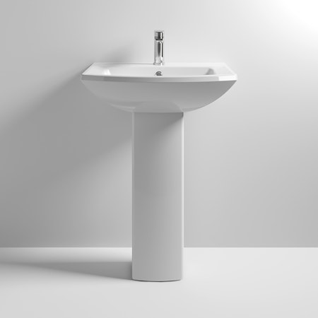 Square Bathroom Basin & Pedestal with 1 T/H - Asselby