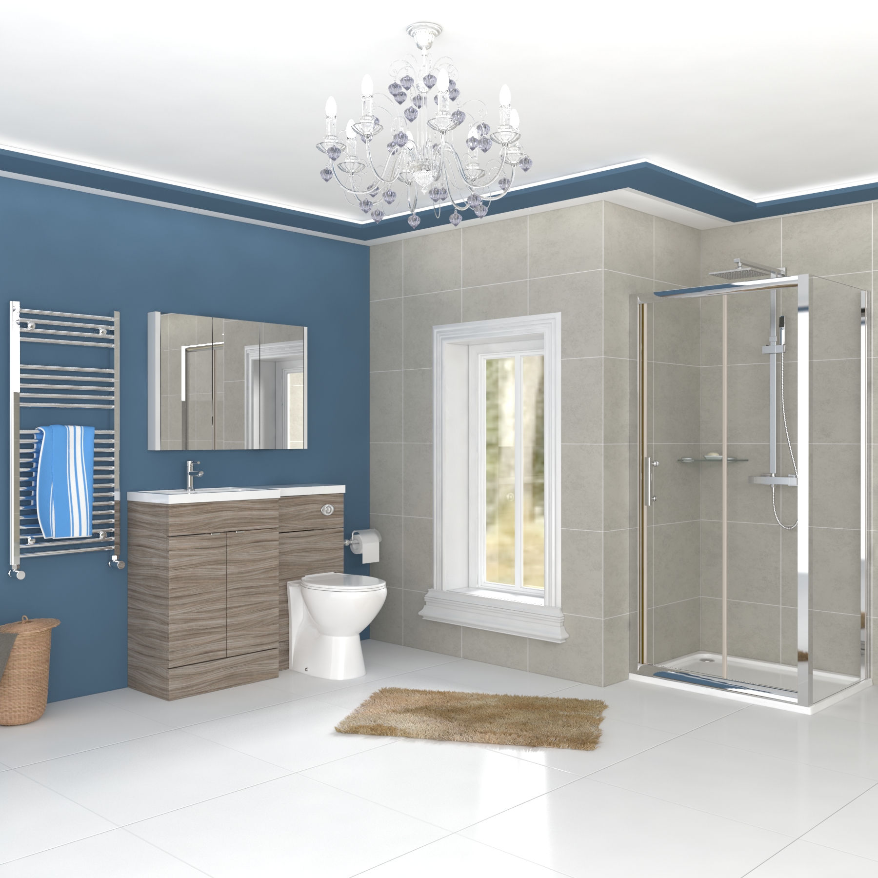 Arno Heated Towel Rail 1100 x 500mm Straight Ladder - Chrome