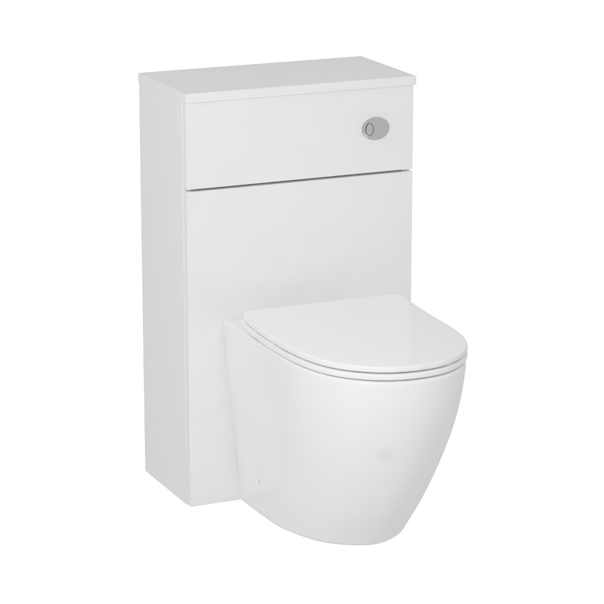 Gloss White 500mm WC Toilet Unit with Short Projection Rimless BTW Pan 