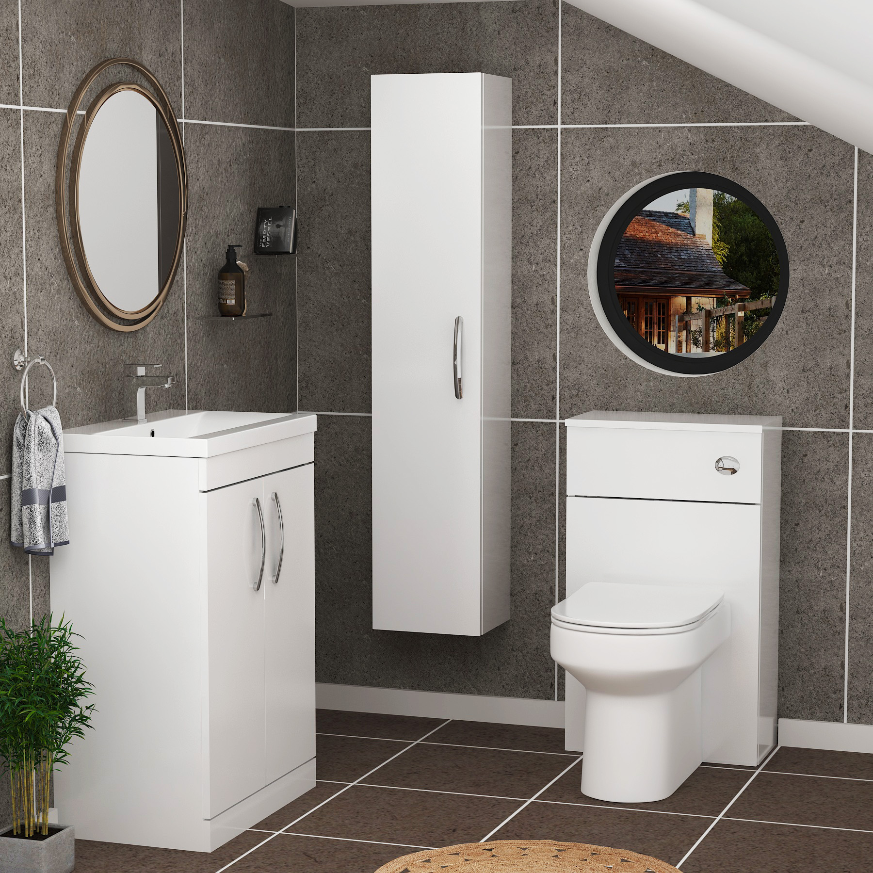 Turin 600mm Floor Standing Vanity Unit 2 Door Mid-Edge Basin - Multi Color Options