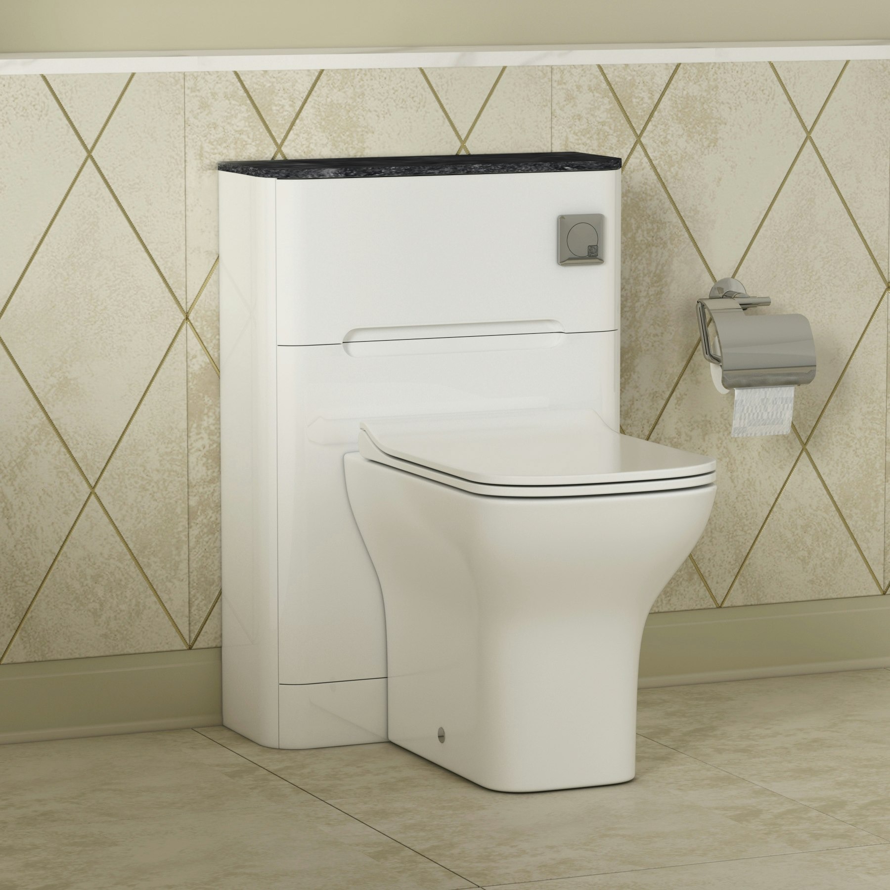 Venice 550mm Gloss White BTW WC Unit With Rimless Toilet Seat and Various Pans