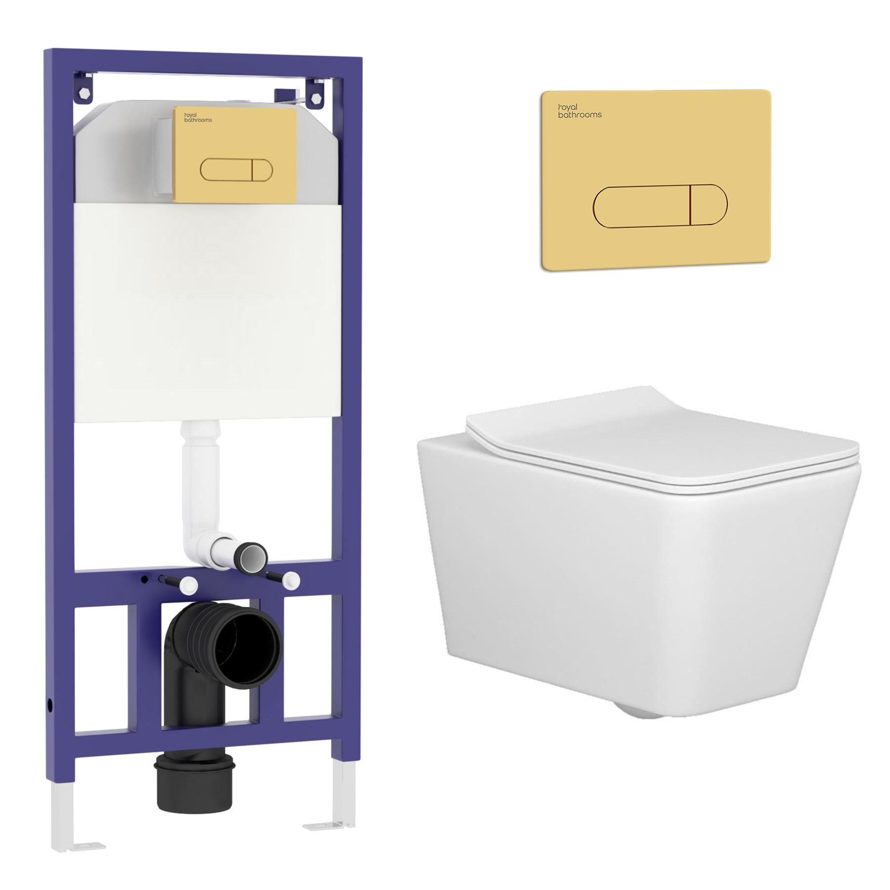 Elena Wall Hung Rimless Toilet with Slim Soft Close Seat With Aqua Wall Hung Frame