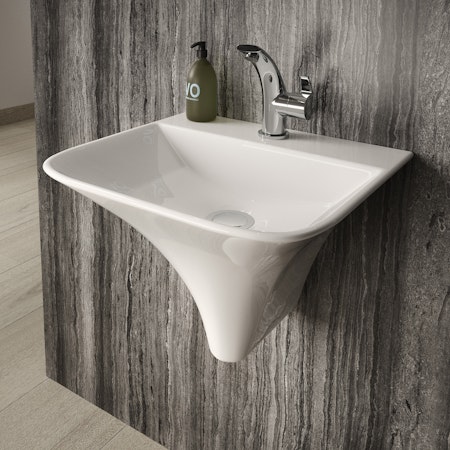 Square 460mm Bathroom Wall Hung Basin One Piece 1 T/H - Grace