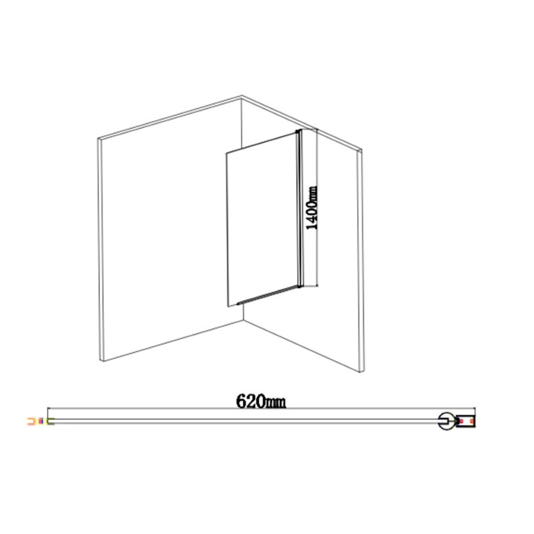 Cassellie Hinged Return Bath Screen