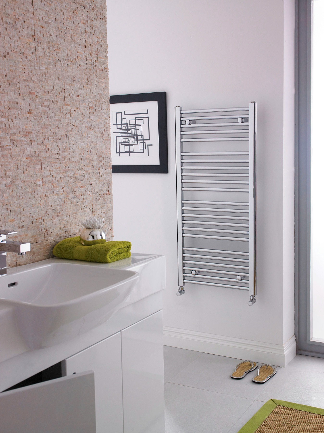 Arno Heated Towel Rail 1100 x 500mm Straight Ladder - Chrome