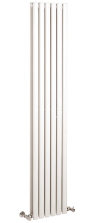Modern Satin White Round Double Panel Vertical Designer Radiators 1800 x 354mm