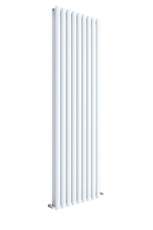 Modern Satin White Round Double Panel Vertical Designer Radiators 1800 x 528mm