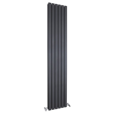 Modern Anthracite Square Double Panel Vertical Designer Radiators - Multiple Sizes