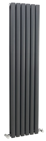 Modern Anthracite Round Double Panel Vertical Designer Radiators 1500 x 354mm