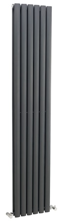 Modern Anthracite Round Double Panel Vertical Designer Radiators 1800 x 354mm