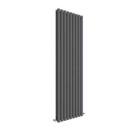 Modern Anthracite Round Double Panel Vertical Designer Radiators 1800 x 528mm