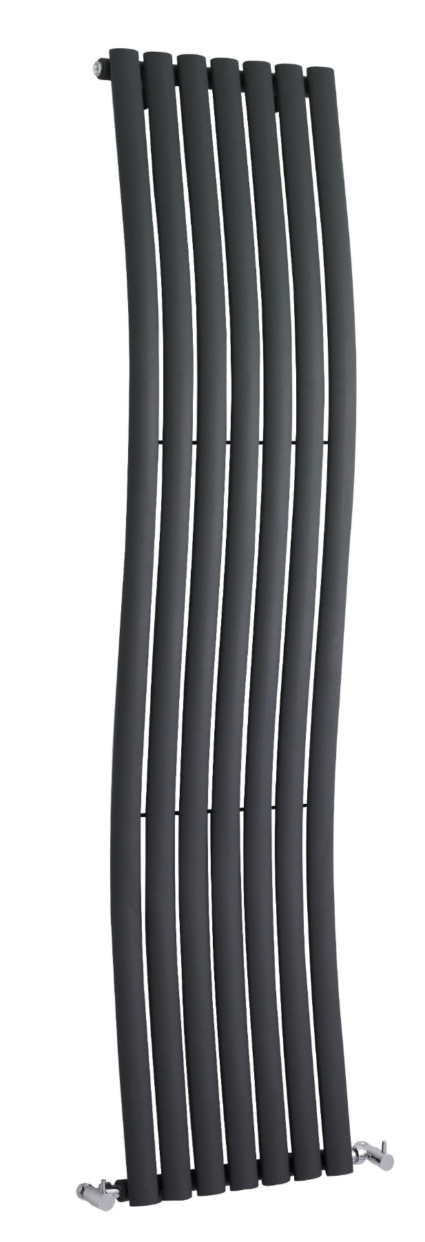 Arno Anthracite Round Single Panel Vertical Wave Designer Radiators - Multiple Sizes
