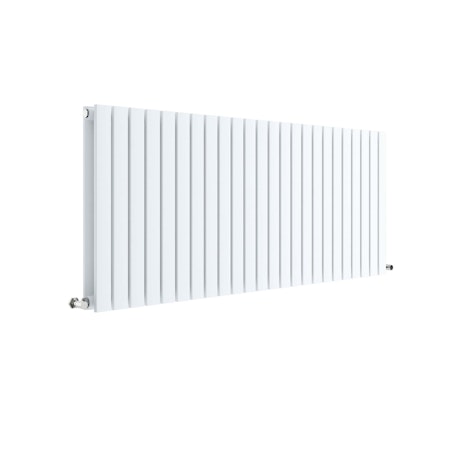 Modern Satin White Square Double Panel Horizontal Designer Radiators - Multiple Sizes