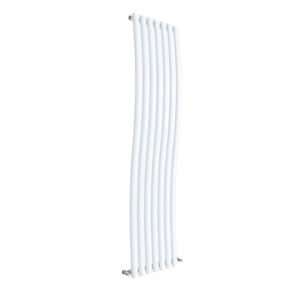 Modern Satin White Round Single Panel Vertical Wave Designer Radiators - Multiple Sizes