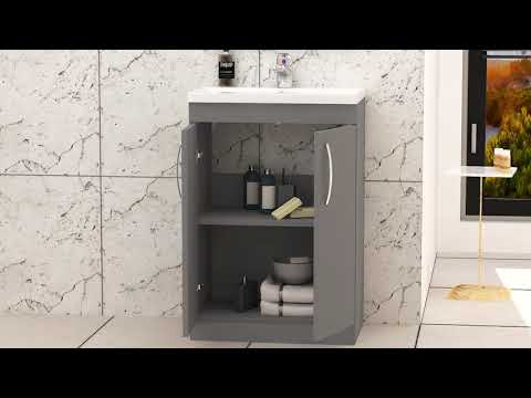  800mm Indigo Grey Gloss Wall Hung 1 Drawer Vanity Unit and Optional Basin - Mid Edge / Minimalist