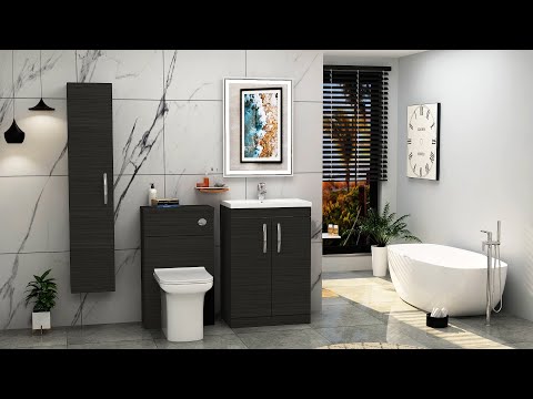 Turin 500mm Floor Standing Vanity Sink Unit Hale Black 2 Door - Minimalist