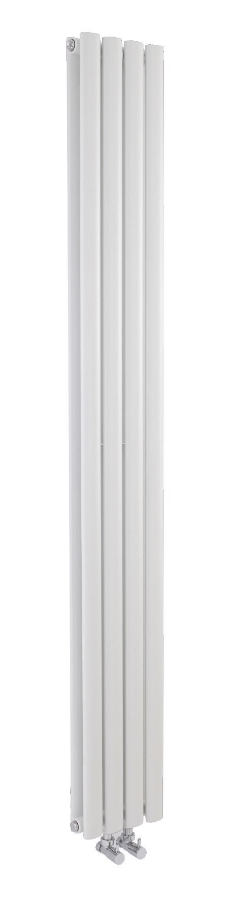 Arno Satin White Round Double Panel Vertical Compact Designer Radiators 1800 x 236mm