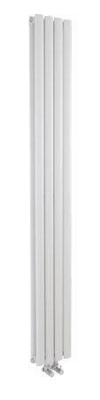 Modern Satin White Round Double Panel Vertical Compact Designer Radiators 1800 x 236mm