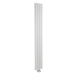 Arno Gloss White Round Double Panel Vertical Compact Designer Radiators ...