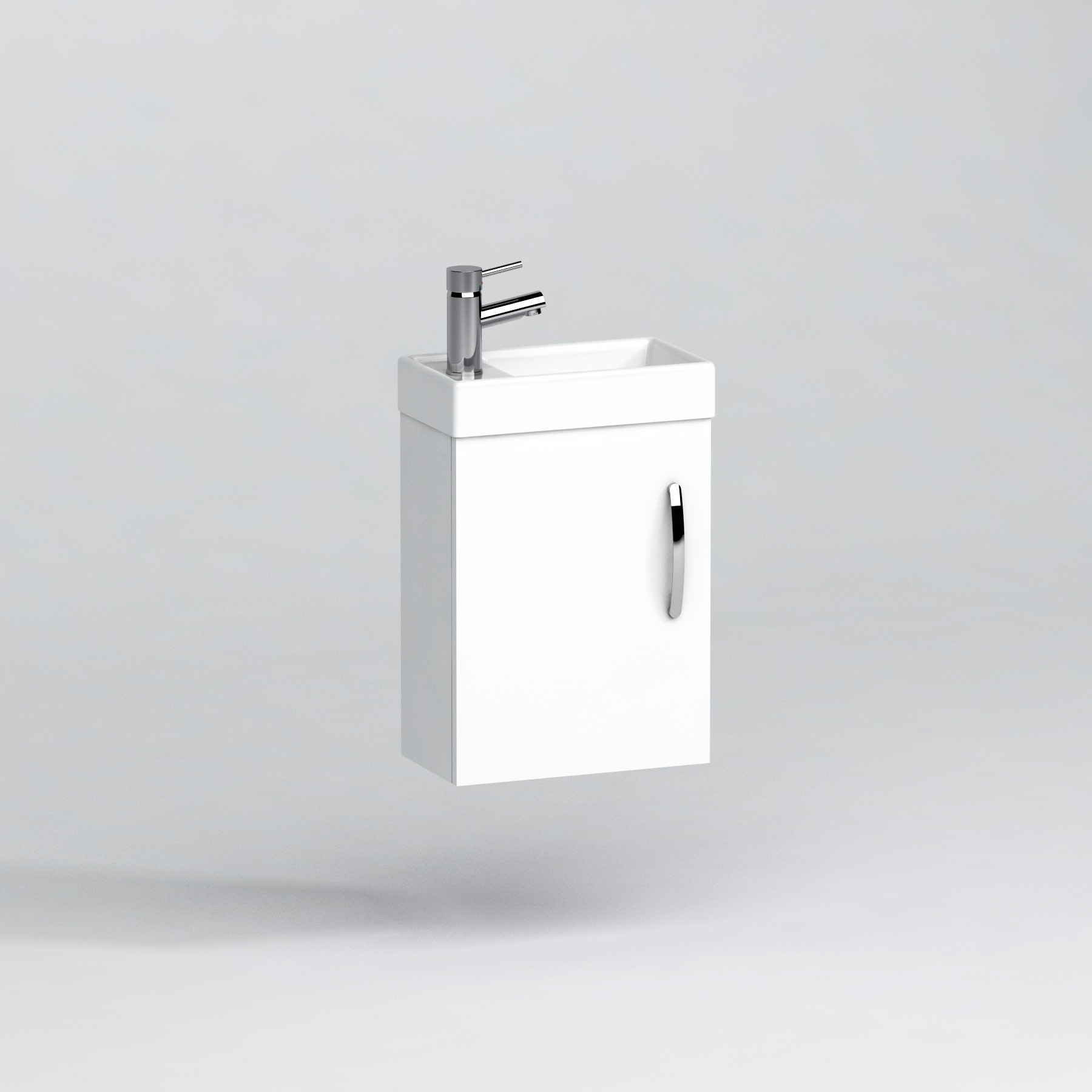 Cloakroom Suite 400mm Gloss White 1 Door Wall Hung Vanity Unit Basin & Elva Wall Hung Toilet Toilet