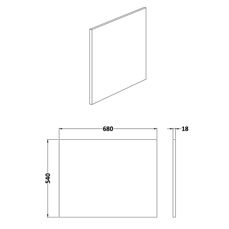 700mm Hacienda Black Square Shower Bath End Panel - Woodgrain