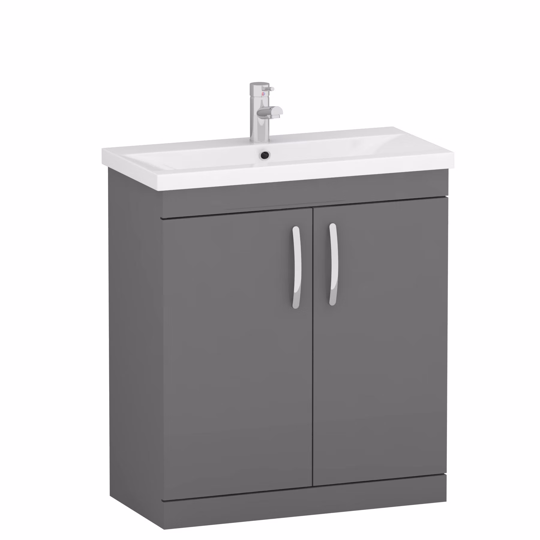 Turin 800mm Indigo Grey Gloss 2-Door Mid Edge Vanity Unit with Cube Close Coupled Toilet