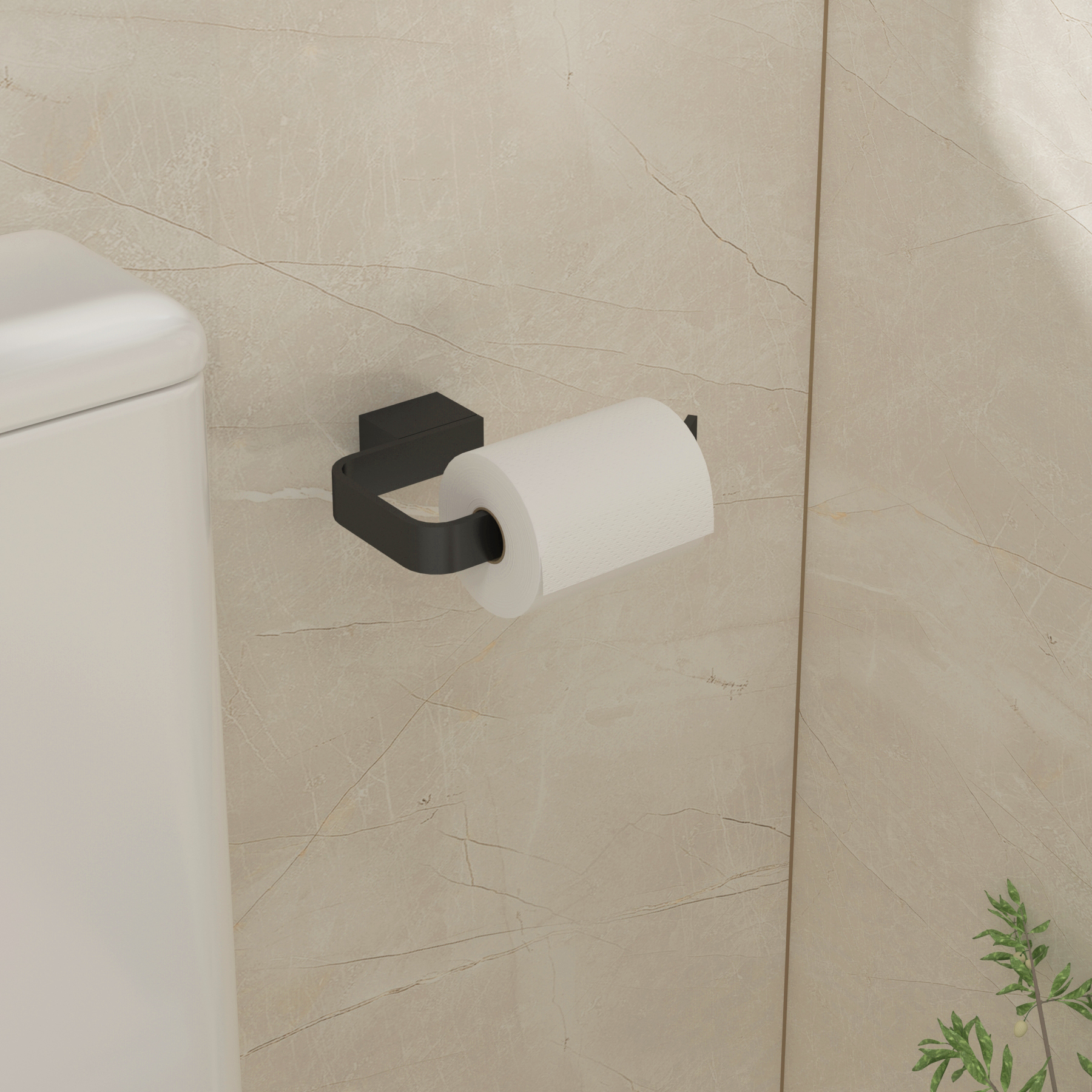 Matt Black Wall Mounted Paper Holder