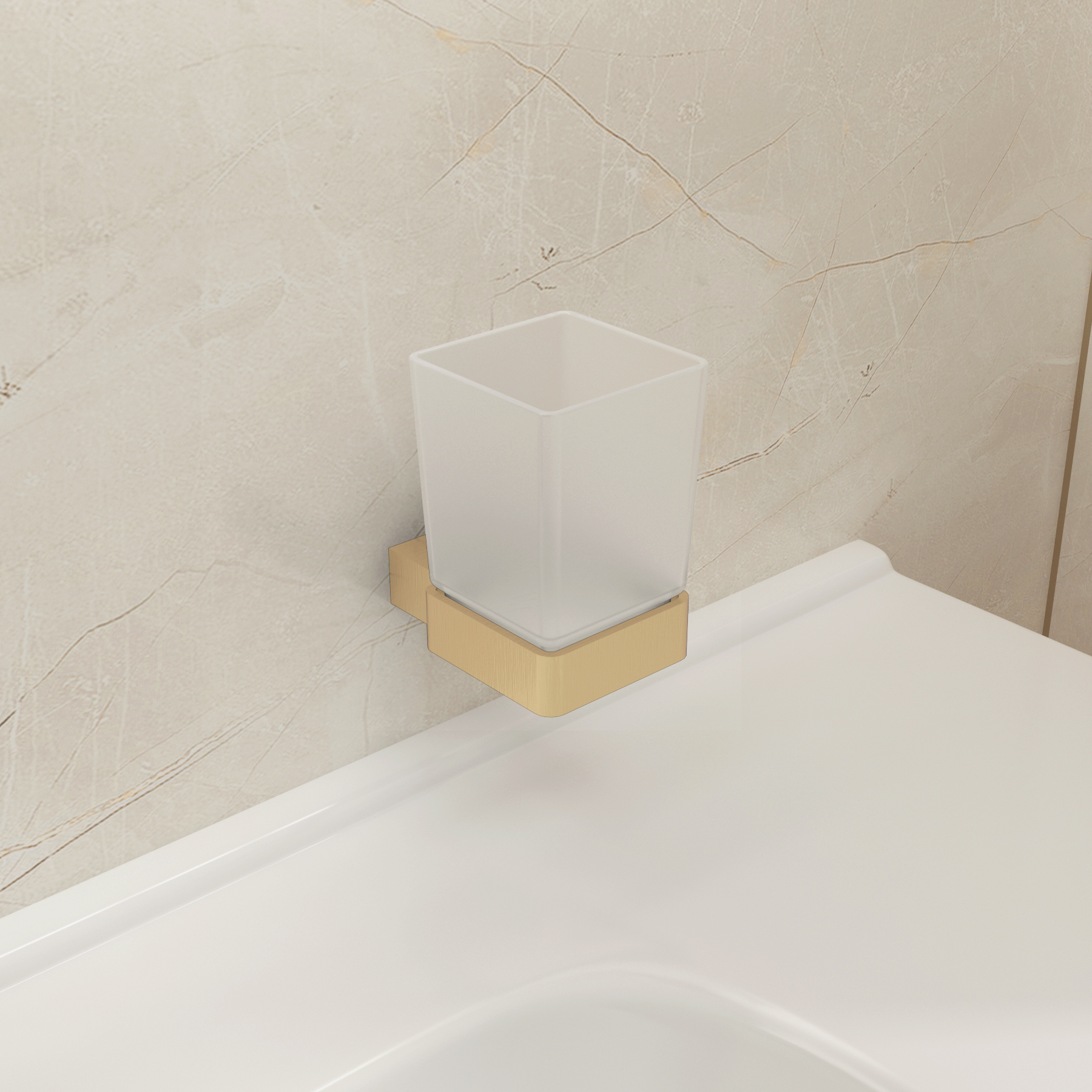Brushed Brass Wall Mounted Tumbler Holder