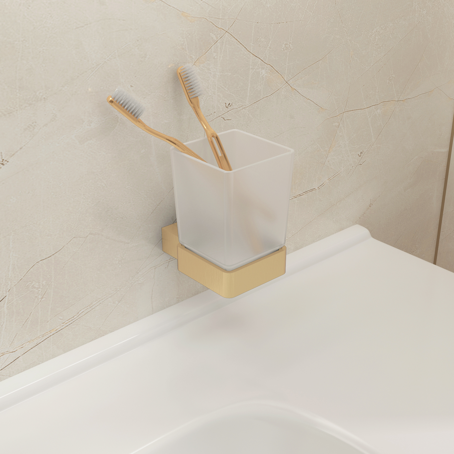 Brushed Brass Wall Mounted Tumbler Holder