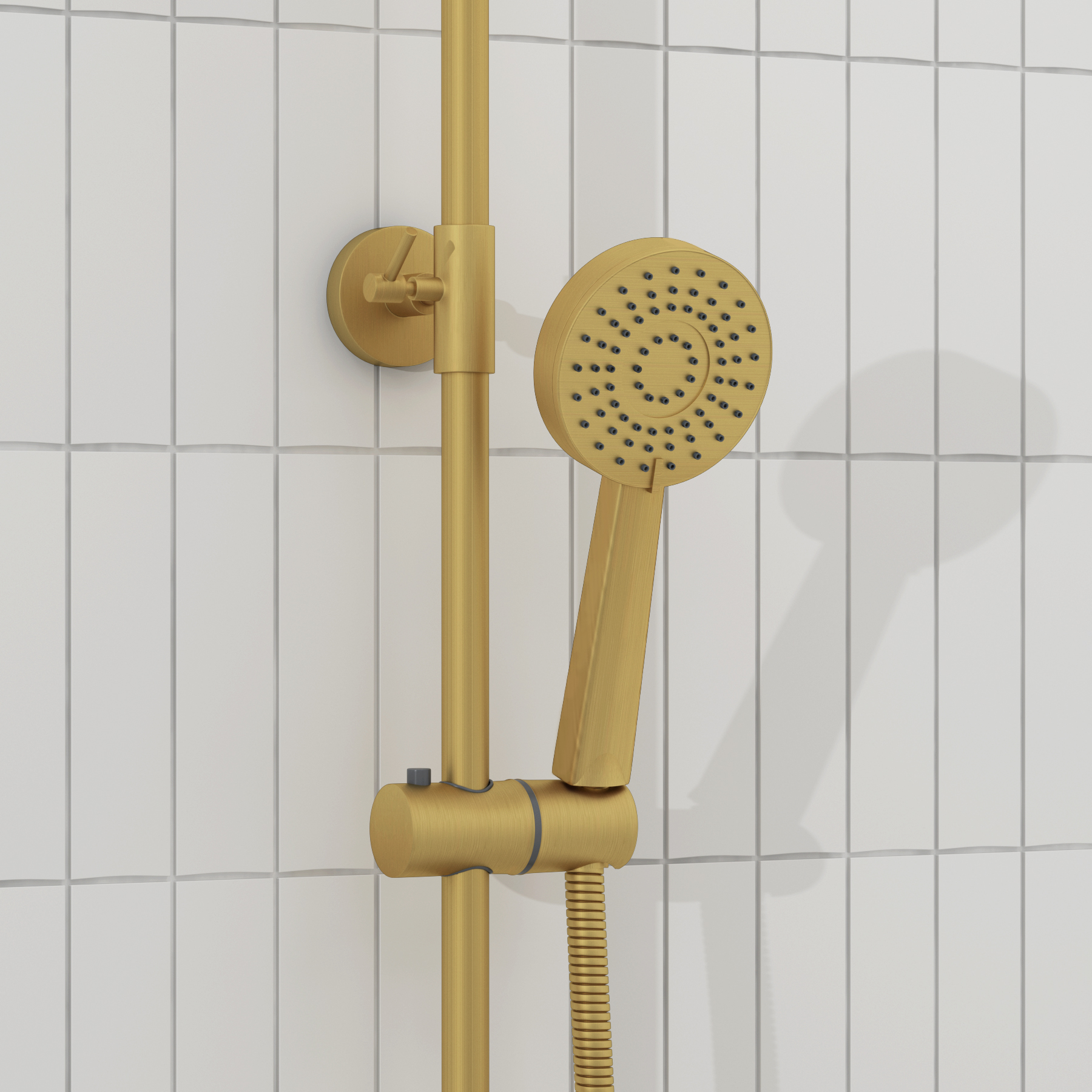 Euston Brushed Brass Round Thermostatic Valve Bar Rigid Riser Shower Set