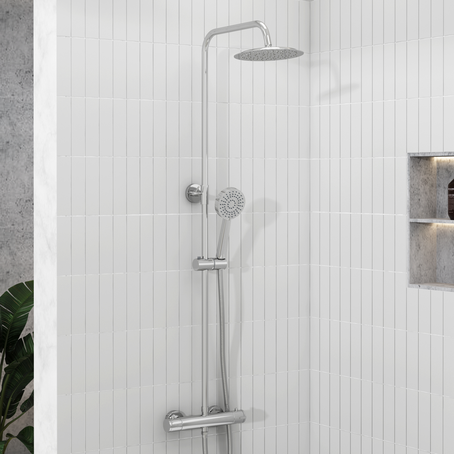 Euston Thermostatic Valve Bar Rigid Riser Shower Set - Multiple Shapes & Colours