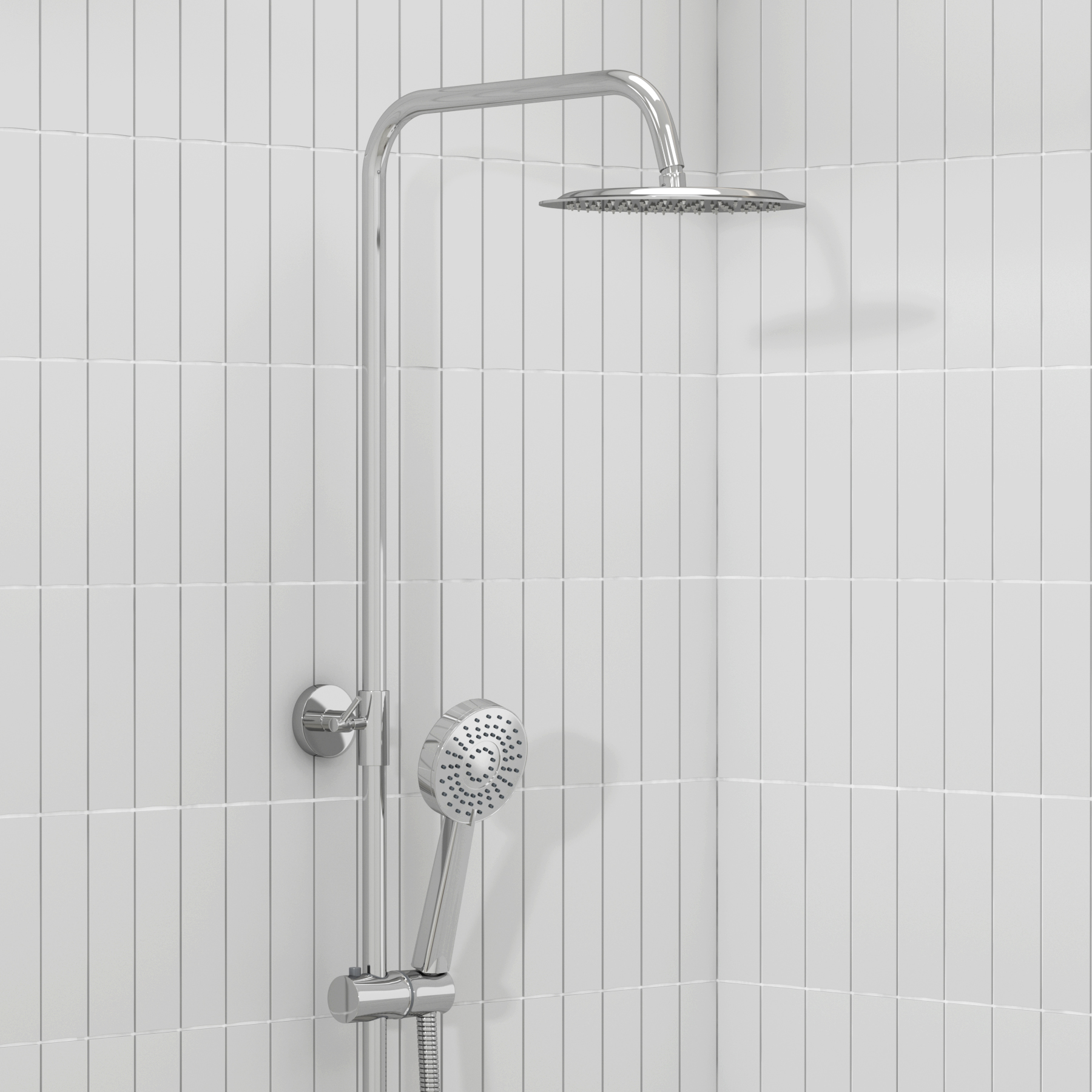 Euston Chrome Round Thermostatic Valve Bar Rigid Riser Shower Set