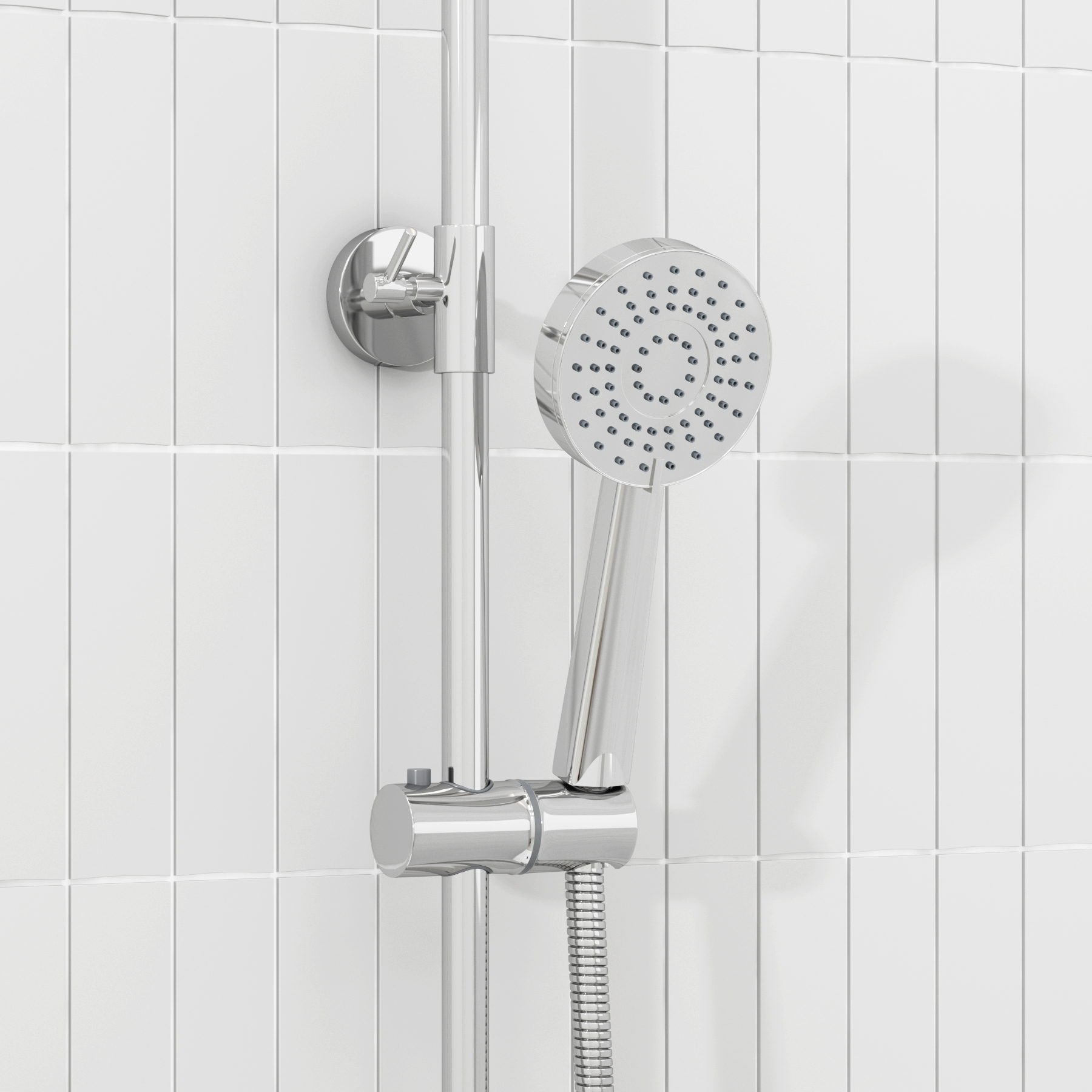 Euston Chrome Round Thermostatic Valve Bar Rigid Riser Shower Set