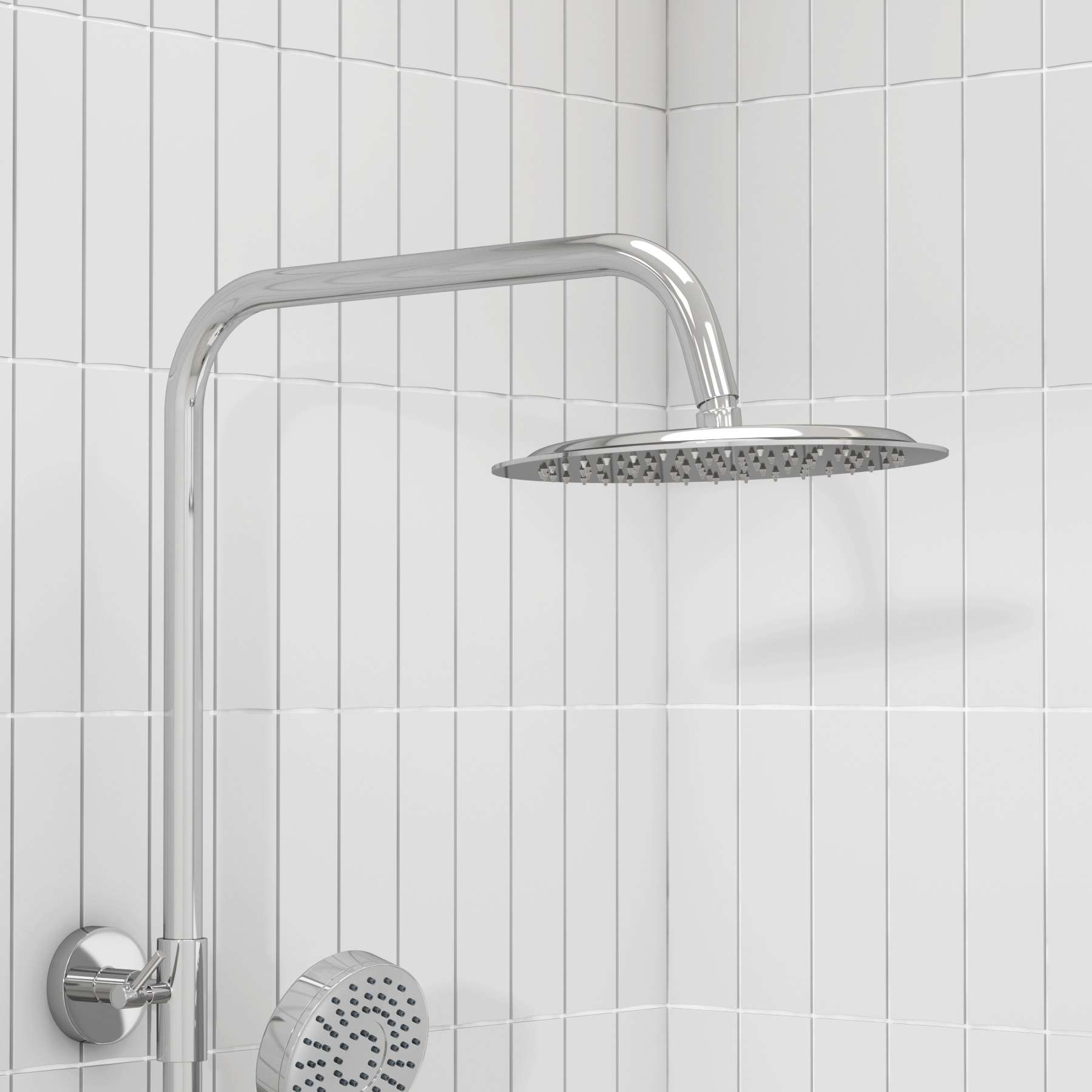 Euston Chrome Round Thermostatic Valve Bar Rigid Riser Shower Set