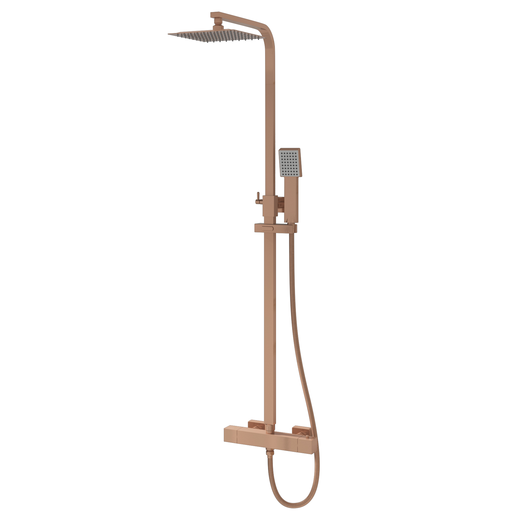 Euston Brushed Bronze  Square Thermostatic Valve Bar Rigid Riser Shower Set