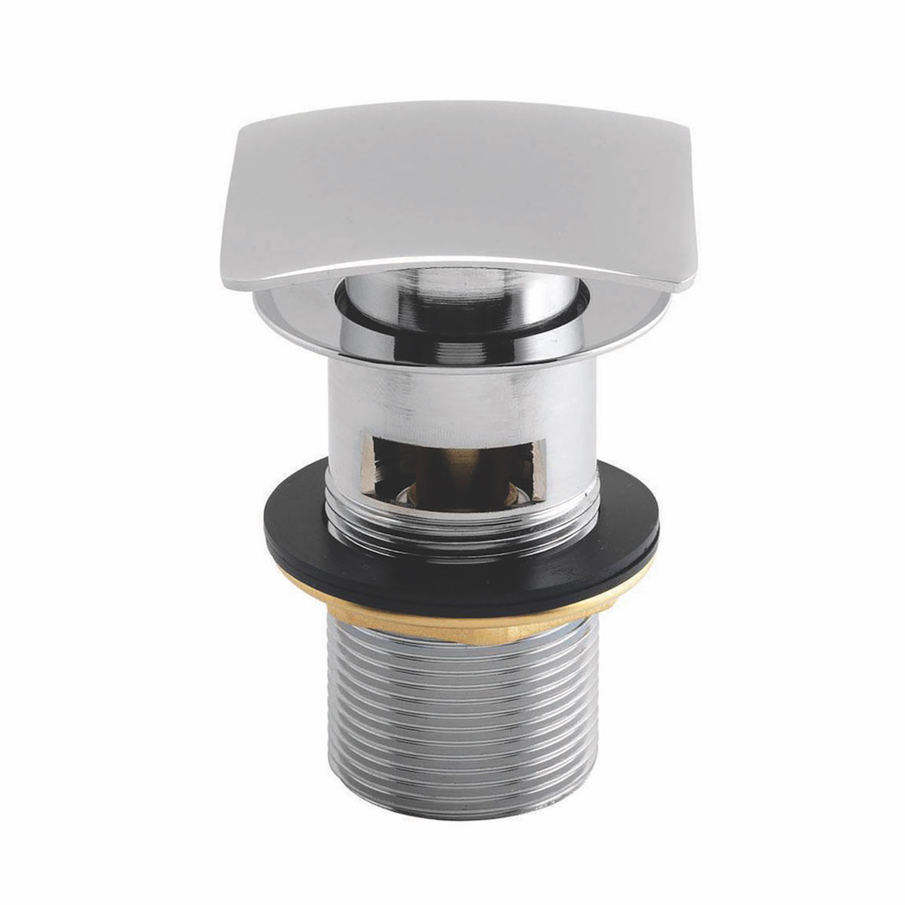 Porto Square Dome Slotted Sprung Basin Waste - Chrome