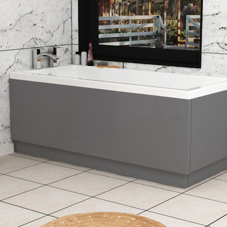 Turin 1700mm Indigo Grey Gloss MDF Front Bath Panel - Wooden
