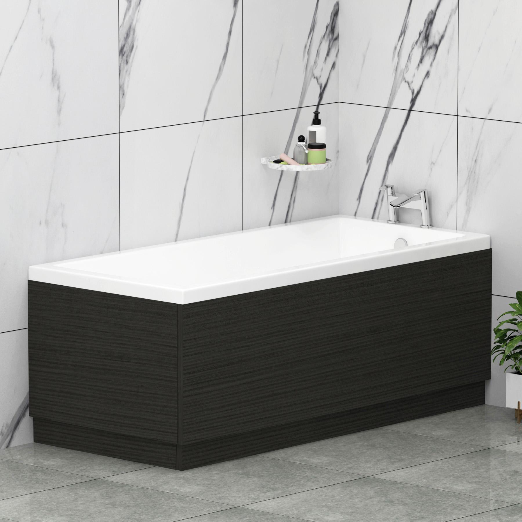 Turin 800mm Hale Black Bath MDF End Panel - Wooden