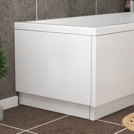 Turin 750mm High Gloss White MDF End Bath Panel - Wooden