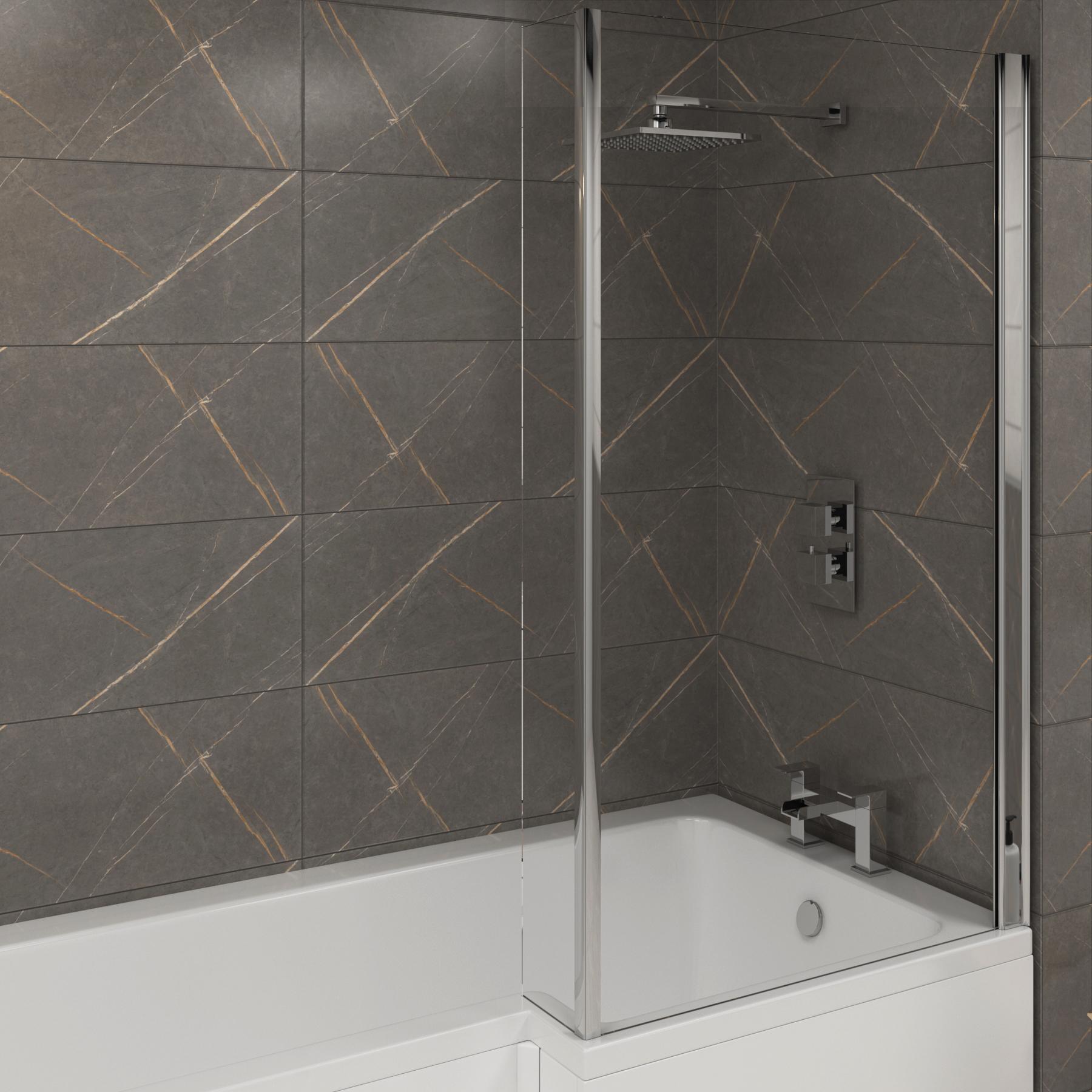 Qubix 1500/1600/1700mm Right Hand LShaped Shower Bath tub with Shower