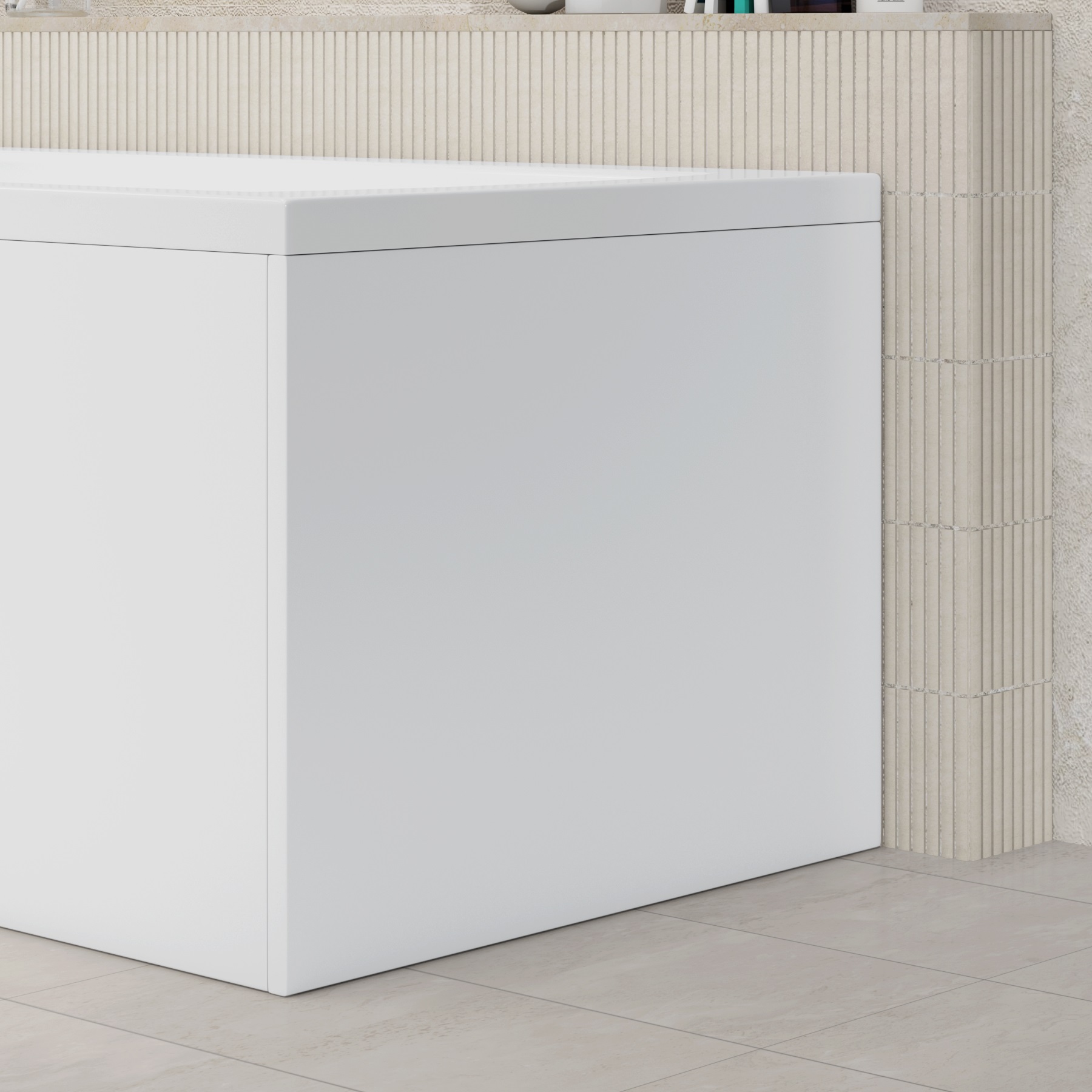 Qubix 1500 x 850mm Left Hand Square Shower Bath tub with Leg Set