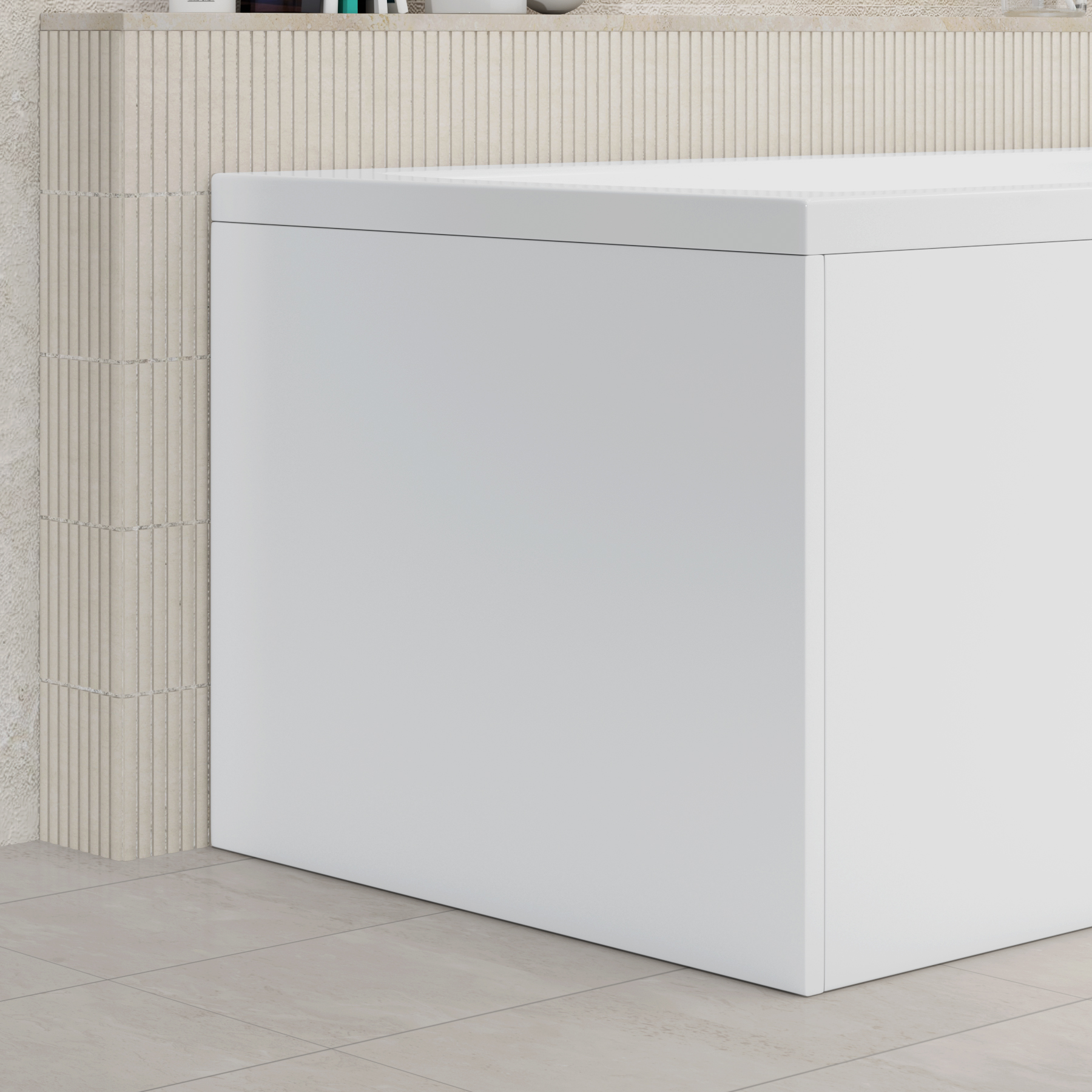 Qubix 1500 x 850mm Right Hand L-Shaped Shower Bath tub with Leg Set