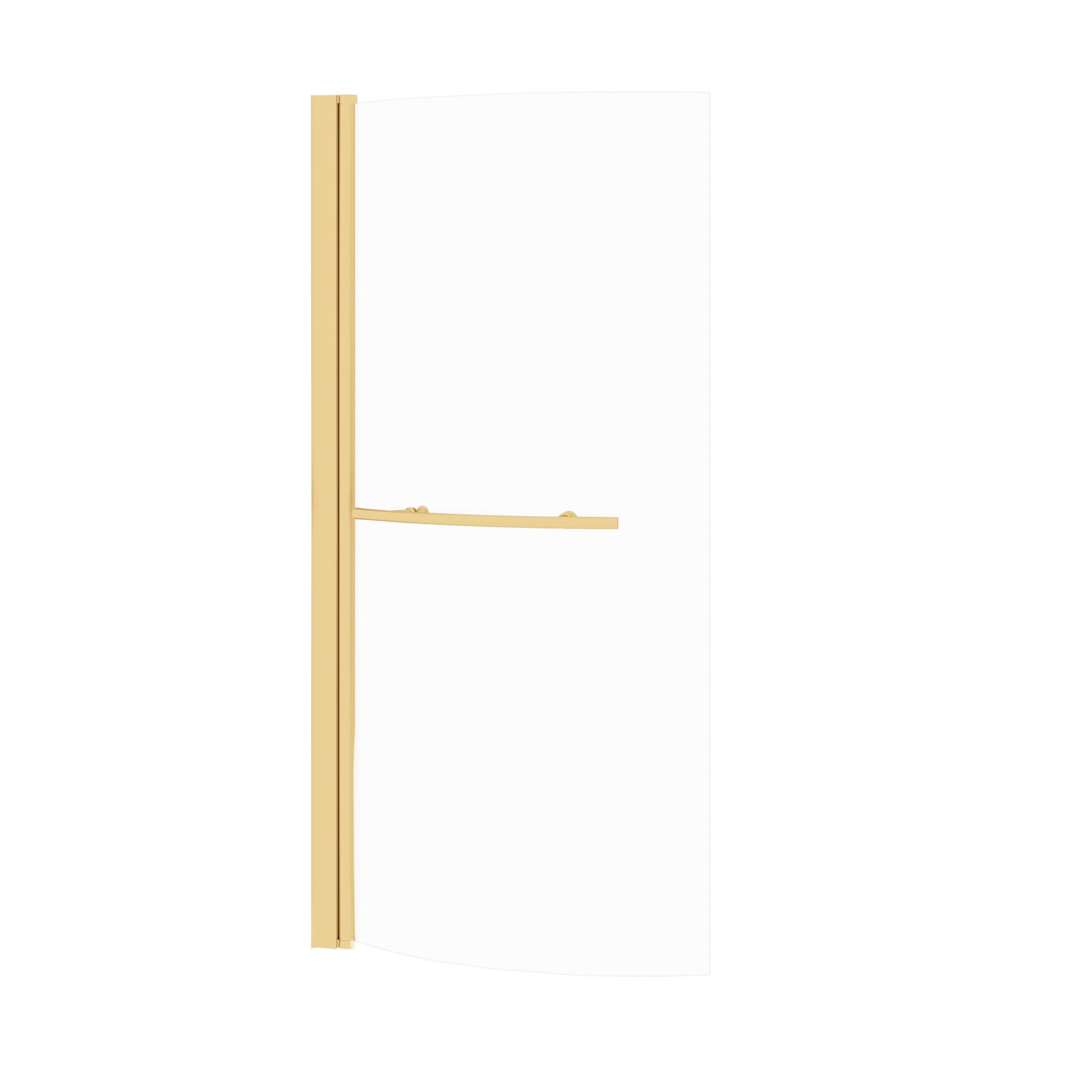 Abacus Curved P-Shaped Brushed Brass Shower Bath Screen with Towel Rail ...