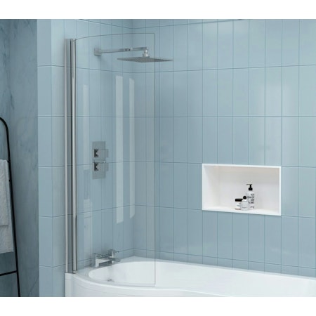 Nuie Curved P-Bath Screen with Knob 1435mm High