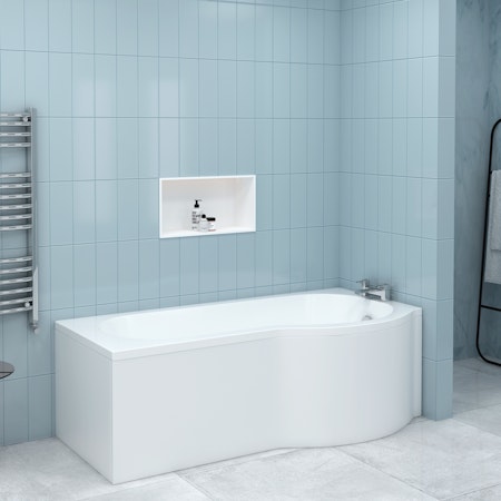 Abacus 1500 / 1600 / 1700mm P-Shaped Right Hand Acrylic Shower Bathtub - Optional Panels