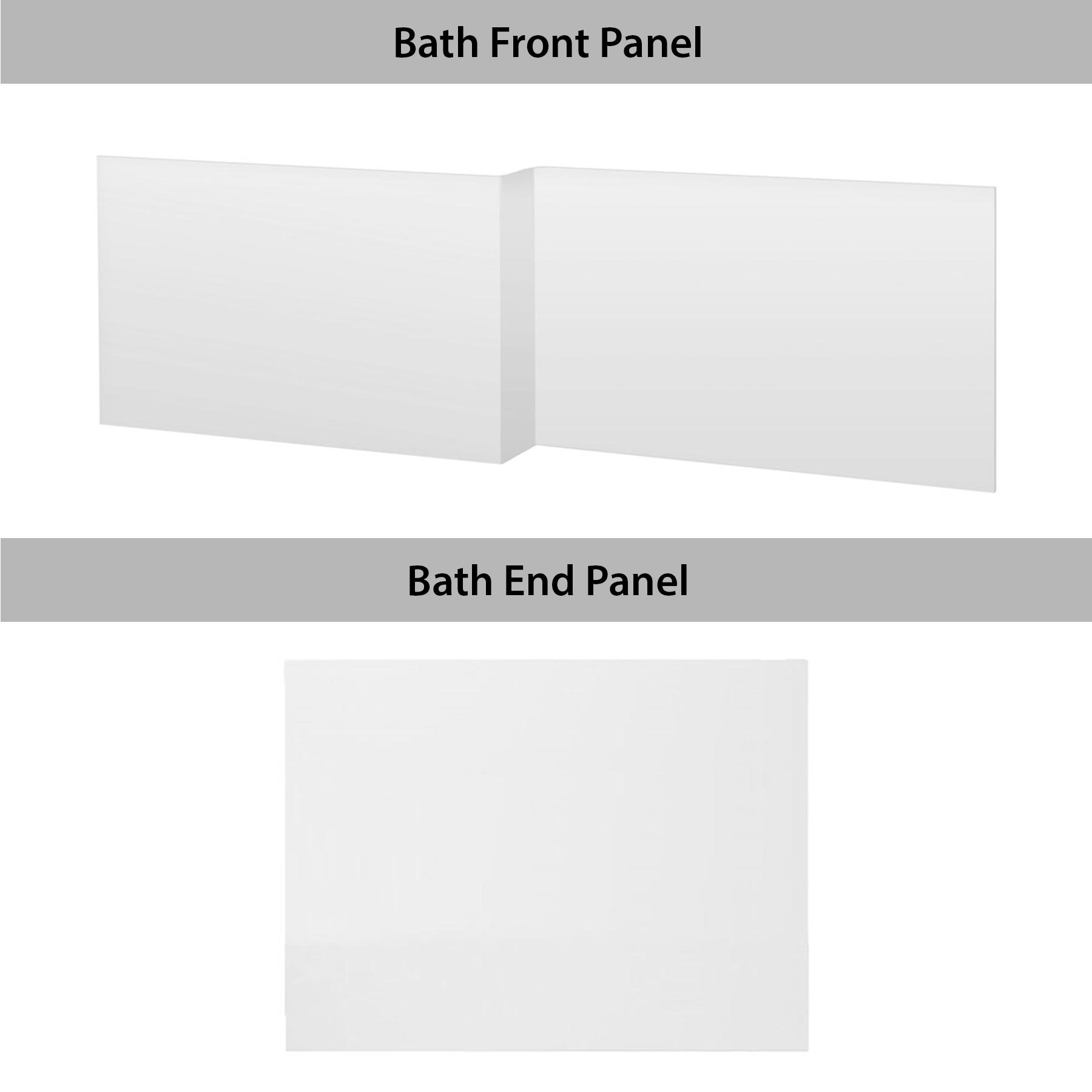 Modern Qubix 1500 x 850mm Right Hand L Shaped Shower Bath tub with Front, End Panel & Black Shower Screen