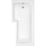 Qubix 1500 x 850mm L Shaped Shower Bath tub with Front Bath Panel & Flipper Panel Shower Screen with Towel Rail - Left / Right Hand