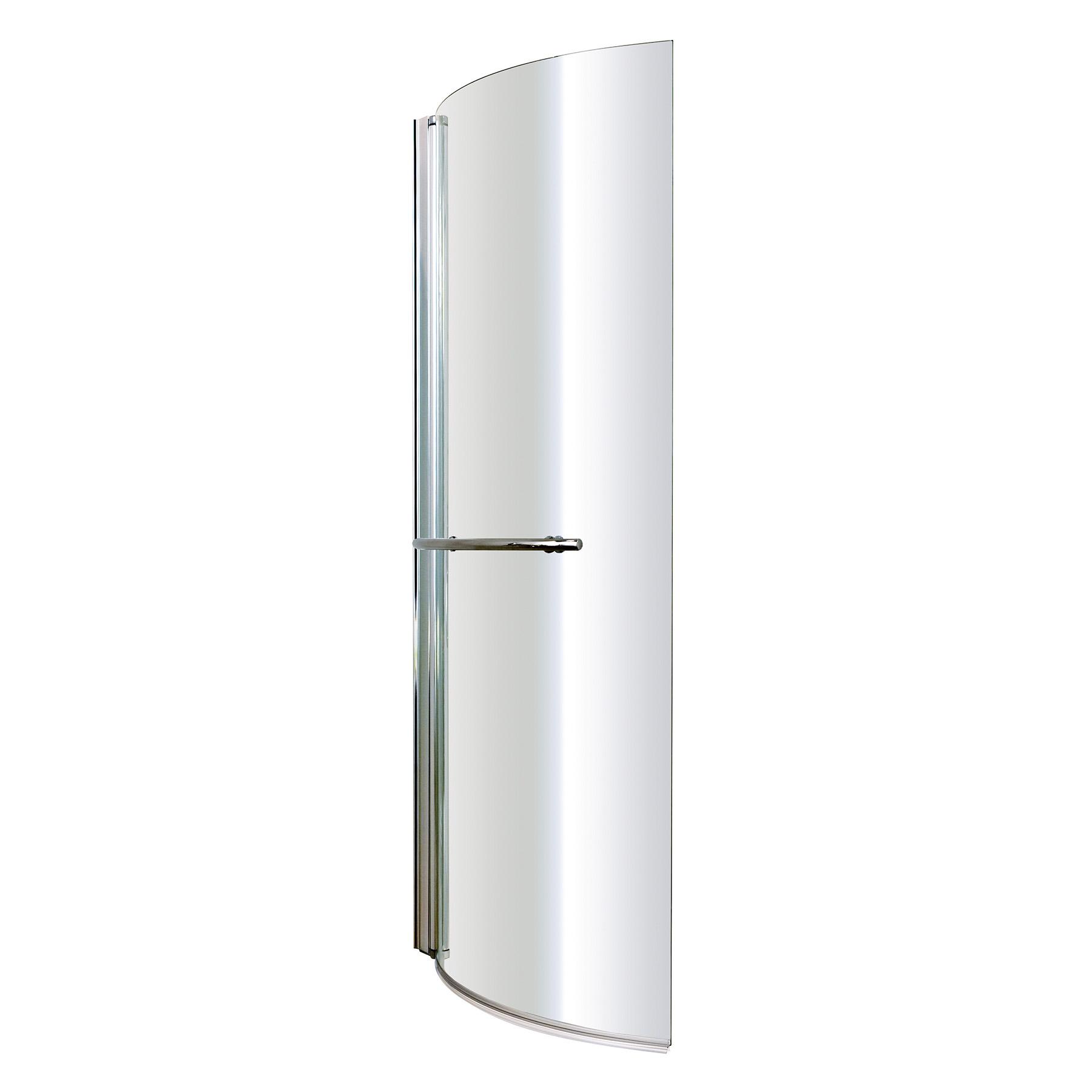 Elva 1500 x 850mm Right Hand Curved P-Shaped Bath with Front Panel & Shower Screen with Towel Rail